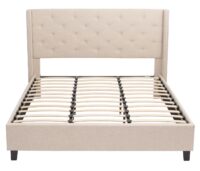 Polsterbett Doppelbett Bettgestell mit Lattenrost Massivholz 180x200cm creme-beige