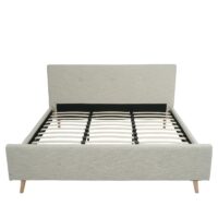 Polsterbett Doppelbett Bettgestell mit Lattenrost Massivholz 180x200cm creme-beige