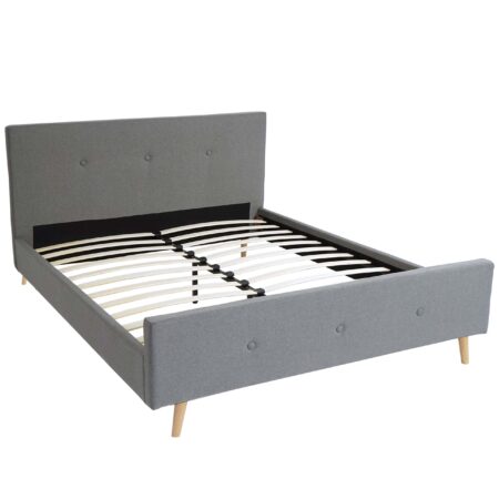 Polsterbett Doppelbett Bettgestell mit Lattenrost Massivholz 160x200cm grau
