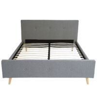 Polsterbett Doppelbett Bettgestell mit Lattenrost Massivholz 160x200cm grau