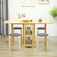 Polsterhocker 4er Set stapelbar mit Holzbeinen grau