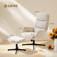 Polstersessel mit Fusshocker und hoher Rückenlehne für Wohnzimmer beige