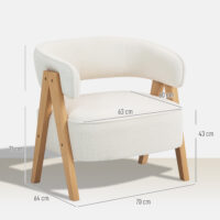 Polstersessel modern mit Armlehnen und Holzbeinen weiss