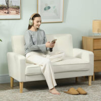 Polstersofa 2-Sitzer für Wohnzimmer und Schlafzimmer cremeweiss