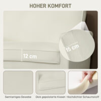 Polstersofa 2-Sitzer für Wohnzimmer und Schlafzimmer cremeweiss
