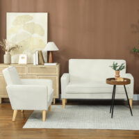 Polstersofa 2-Sitzer für Wohnzimmer und Schlafzimmer cremeweiss