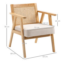 Polsterstuhl gepolstert mit Leinenoptik aus Holz cremeweiss