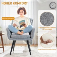 Polsterstuhl mit Metallbeinen in Leinenoptik hellgrau