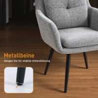 Polsterstuhl mit Metallbeinen in Leinenoptik hellgrau