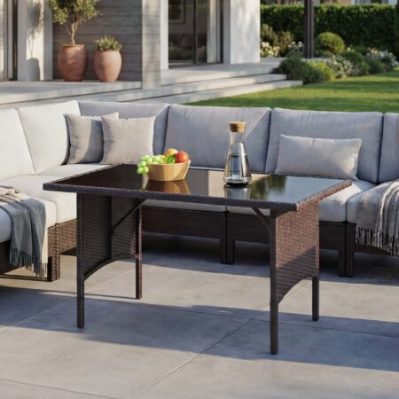 Poly-Rattan Esstisch Gartentisch Gastronomie 112x60cm braun