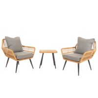 Poly-Rattan Garnitur Balkon-Set Sitzgruppe Beistelltisch dunkelgrau