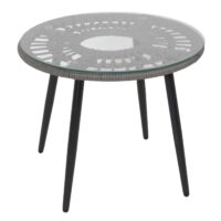 Poly-Rattan Garnitur Balkon-Set Sitzgruppe Beistelltisch grau Polster hellgrau