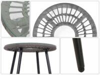 Poly-Rattan Garnitur Balkon-Set Sitzgruppe Beistelltisch grau Polster hellgrau