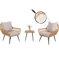 Poly-Rattan Garnitur Balkon-Set Sitzgruppe Beistelltisch hellgrau