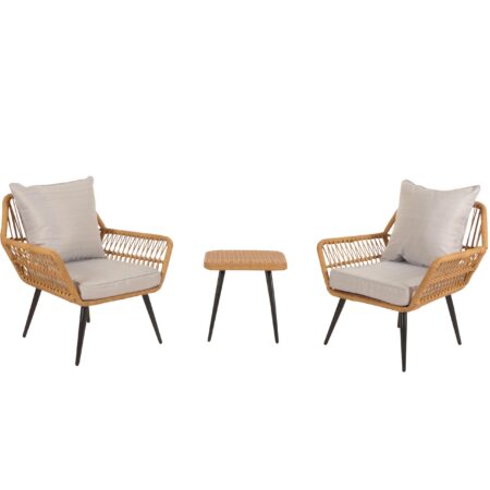 Poly-Rattan Garnitur Balkon-Set Sitzgruppe Beistelltisch hellgrau