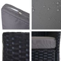 Poly-Rattan Gartenbank Halden 3-Sitzer anthrazit, Kissen anthrazit