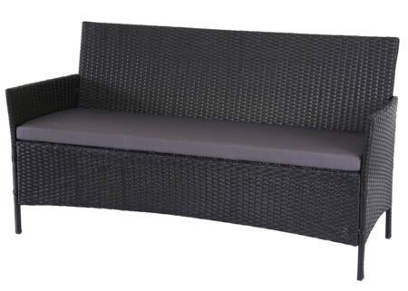 Poly-Rattan Gartenbank Halden 3-Sitzer anthrazit, Kissen anthrazit