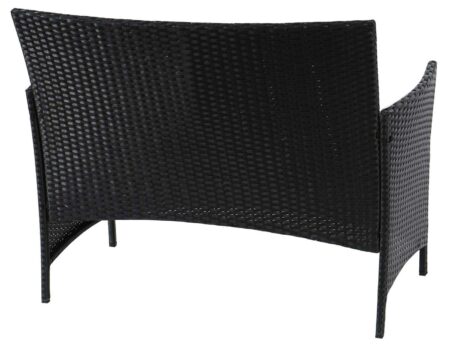 Poly-Rattan Gartenbank Halden schwarz Kissen terracotta