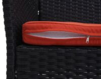 Poly-Rattan Gartenbank Halden schwarz Kissen terracotta