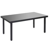 Poly-Rattan Gartentisch mit Glasplatte 160x90x74cm anthrazit