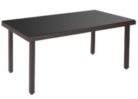 Poly-Rattan Gartentisch mit Glasplatte 160x90x74cm braun