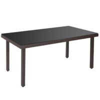Poly-Rattan Gartentisch mit Glasplatte 160x90x74cm braun