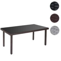 Poly-Rattan Gartentisch mit Glasplatte 160x90x74cm braun