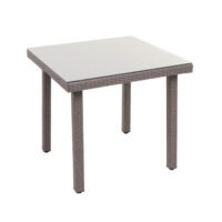 Poly-Rattan Gartentisch mit Glasplatte 80x80cm grau