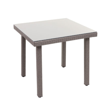 Poly-Rattan Gartentisch mit Glasplatte 80x80cm grau