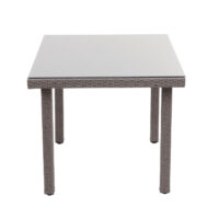 Poly-Rattan Gartentisch mit Glasplatte 80x80cm grau
