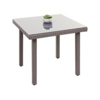 Poly-Rattan Gartentisch mit Glasplatte 80x80cm grau