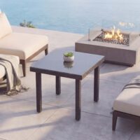 Poly-Rattan Gartentisch mit Glasplatte 80x80cm schwarz