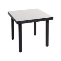 Poly-Rattan Gartentisch mit Glasplatte 80x80cm schwarz
