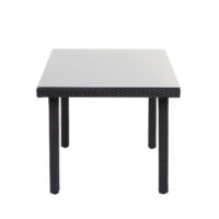 Poly-Rattan Gartentisch mit Glasplatte 80x80cm schwarz