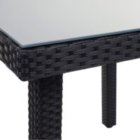 Poly-Rattan Gartentisch mit Glasplatte 80x80cm schwarz