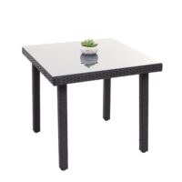 Poly-Rattan Gartentisch mit Glasplatte 80x80cm schwarz