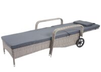 Poly-Rattan Sonnenliege Relaxliege Gartenliege Alu grau Kissen dunkelgrau