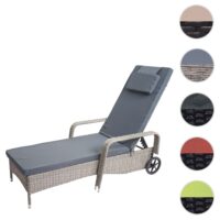 Poly-Rattan Sonnenliege Relaxliege Gartenliege Alu grau Kissen dunkelgrau