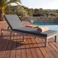 Poly-Rattan Sonnenliege Relaxliege Gartenliege Basic grau Kissen dunkelgrau