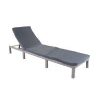 Poly-Rattan Sonnenliege Relaxliege Gartenliege Basic grau Kissen dunkelgrau