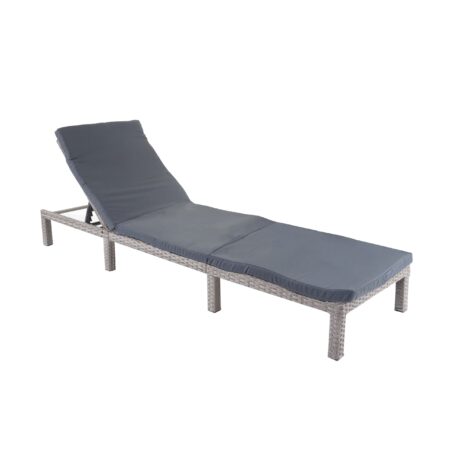 Poly-Rattan Sonnenliege Relaxliege Gartenliege Basic grau Kissen dunkelgrau