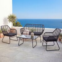 Polyrattan Garten Sitzgruppe Sofa Set ohne Dekokissen anthrazit