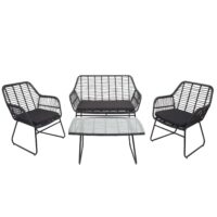 Polyrattan Garten Sitzgruppe Sofa Set ohne Dekokissen anthrazit