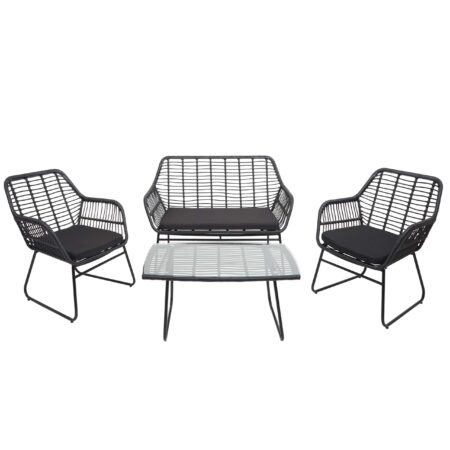Polyrattan Garten Sitzgruppe Sofa Set ohne Dekokissen anthrazit