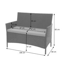 Poly-Rattan Gartenbank Kissen für aussen grau anthrazit
