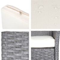 Poly-Rattan Gartenbank Kissen Outdoor Bank grau creme