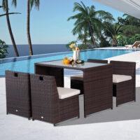 Polyrattan Gartenmöbel Set wetterfest für 4 Personen mit Tisch