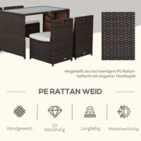 Polyrattan Gartenmöbel Set wetterfest für 4 Personen mit Tisch