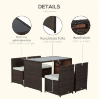 Polyrattan Gartenmöbel Set wetterfest für 4 Personen mit Tisch
