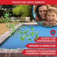 Kompakte Pool Solarplane (300x200cm), wärmespeichernd und zuschneidbar.